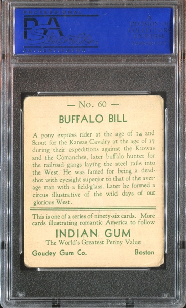 R73 Goudey Indian Gum #60 Buffalo Bill PSA3 VG