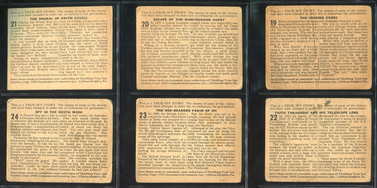 R156 Gumakers True Spy Stories Complete Set of (24) Cards