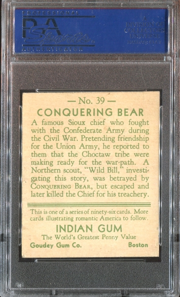 R73 Goudey Indian Gum #39 Conquering Bear PSA5 EX