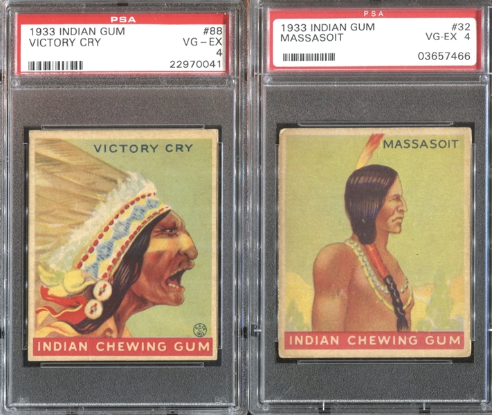 R73 Goudey Indian Gum Lot of (4) PSA-Graded Cards