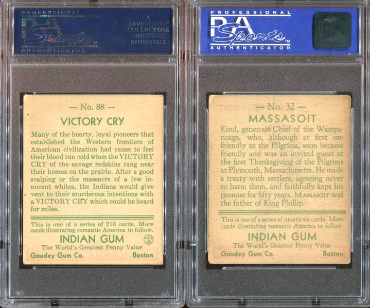 R73 Goudey Indian Gum Lot of (4) PSA-Graded Cards