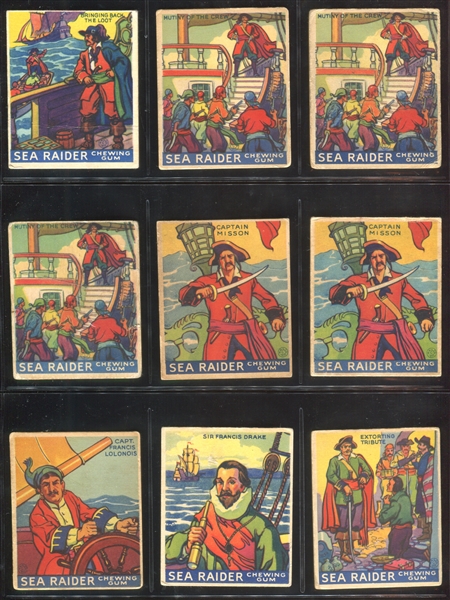 R124 World Wide Gum Sea Raiders Lot of (42) Different Low Series Cards with One High