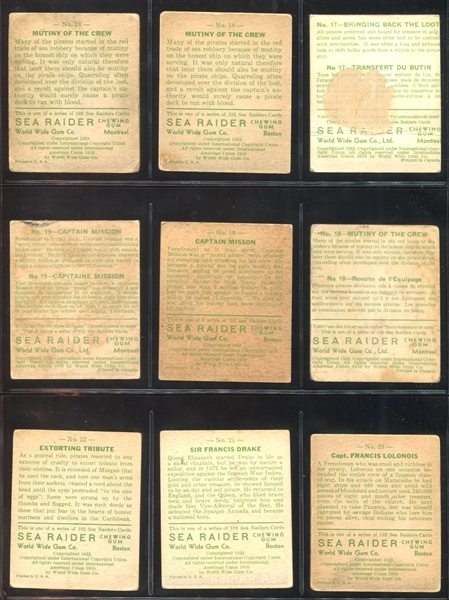 R124 World Wide Gum Sea Raiders Lot of (42) Different Low Series Cards with One High