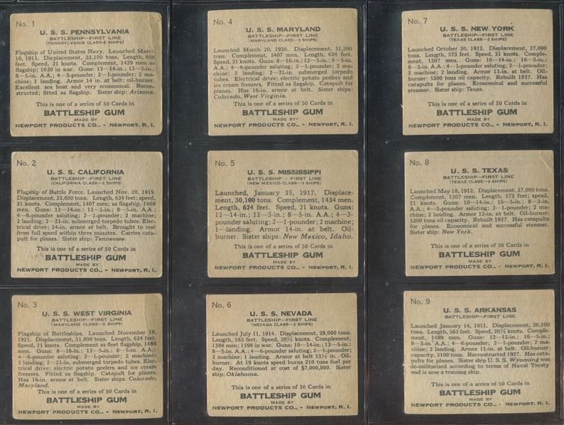 R20 Newport Products Battleship Gum Complete Set of (50) Cards