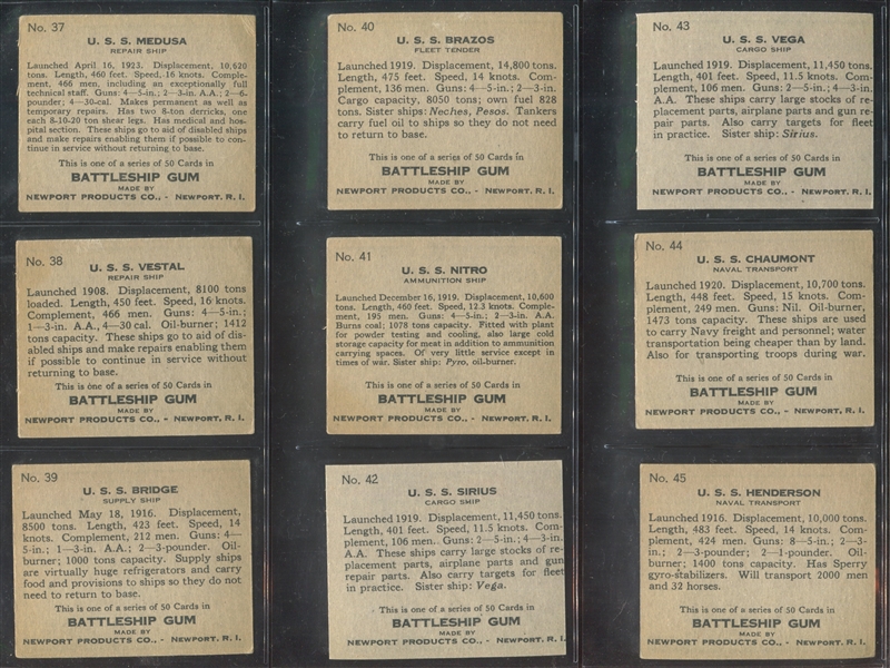 R20 Newport Products Battleship Gum Complete Set of (50) Cards