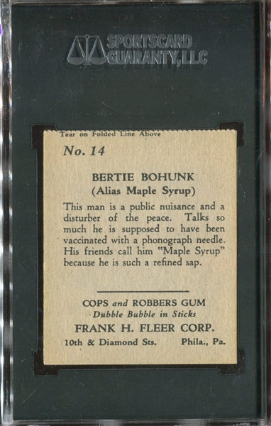 R36 Fleer Cops and Robbers #14 Bertie Bohunk SGC84 NM 7