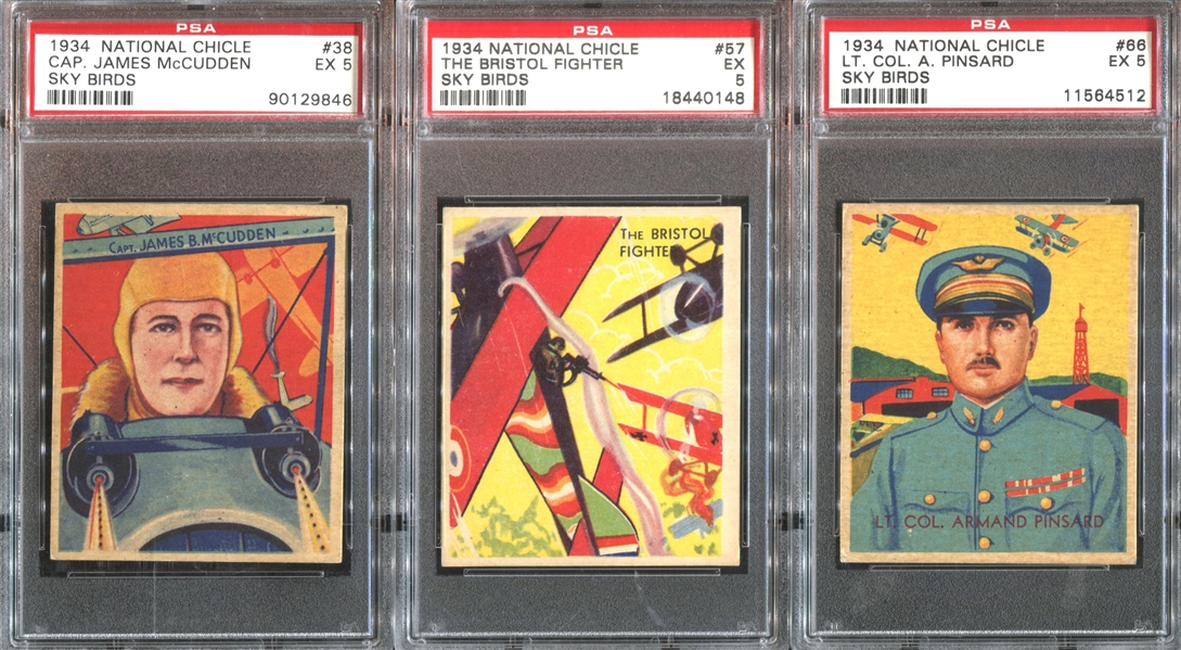 R136 National Chicle Sky Birds Lot of (3) PSA5 EX-Graded Cards