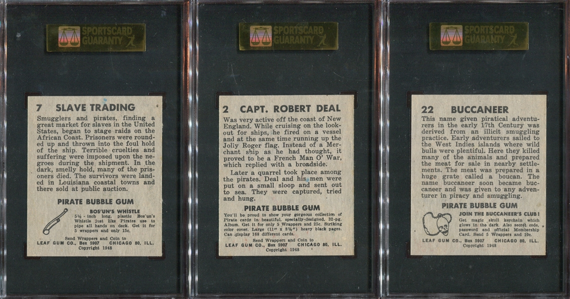 1948 Leaf Pirates Lot of (3) SGC84 NM+7.5 Graded Cards