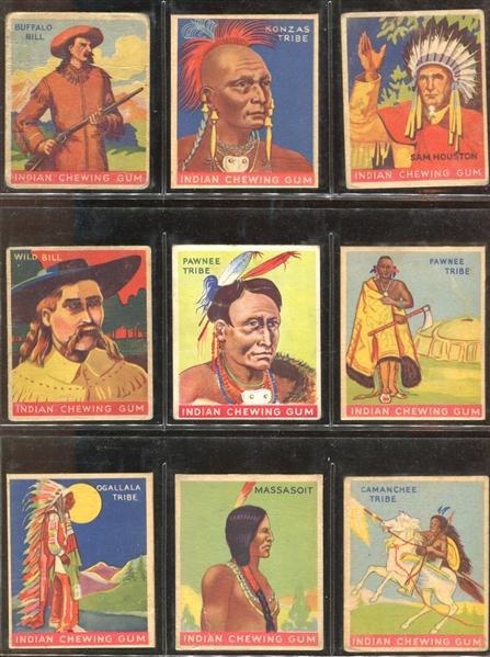 R73 Goudey Indian Gum Lot of (9) Cards with Buffalo Bill