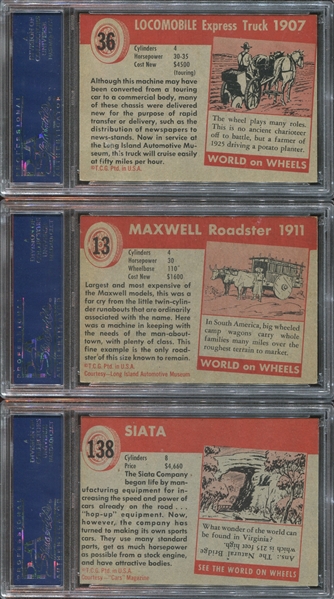 1954 Topps World on Wheels Lot of (8) PSA-Graded Cards with PSA7's