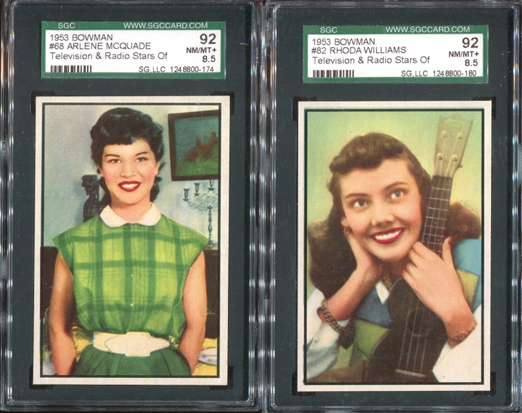 1953 Bowman Television & Radio Stars Lot of (2) SGC92 NN/MT+ Graded Cards