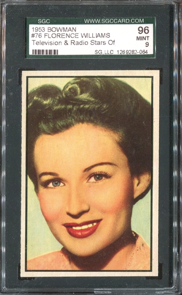 1953 Bowman Television & Radio Stars #76 Florence Williams SGC96 Mint 9