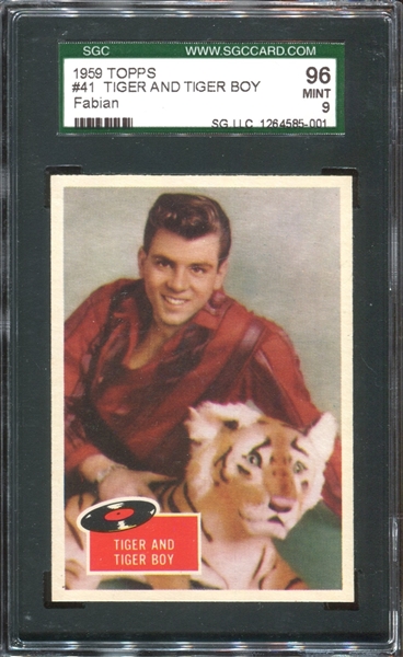 1959 Topps Fabian #41 Tiger and Tiger Boy SGC96 Mint 9