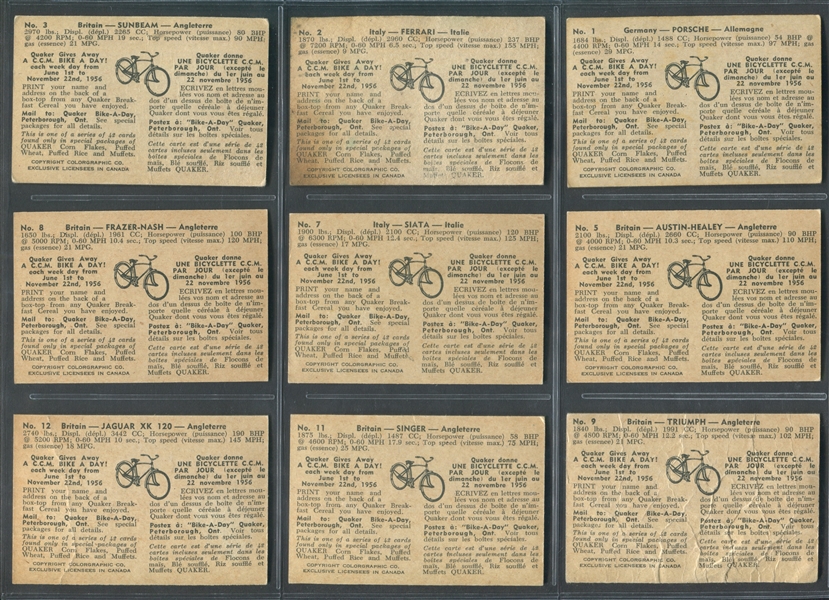 FC31 Quaker Sports Cars of 1956 Lot of (28) Cards