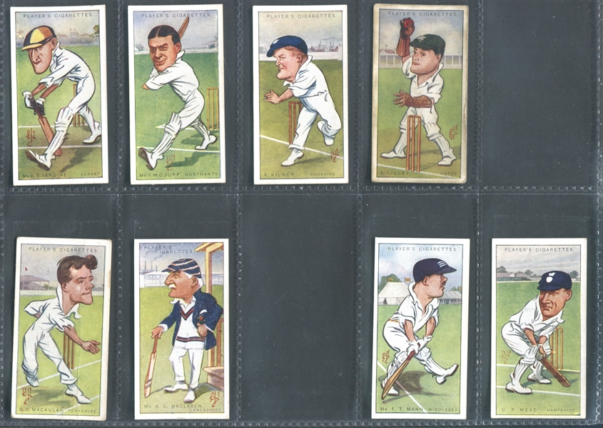 John Player & Sons Cricketers Caricatures Near Set (42/50) Cards