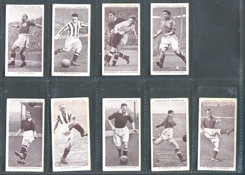 1938 Churchman (UK) Association Footballers (Series 1) Near Set of (39/50) Cards