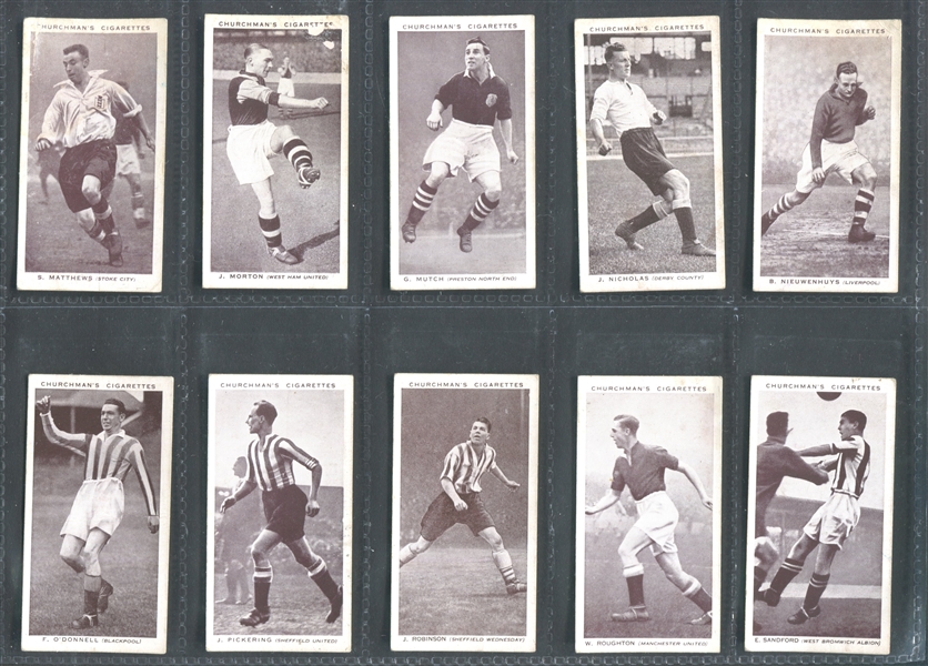 1938 Churchman (UK) Association Footballers (Series 1) Near Set of (39/50) Cards