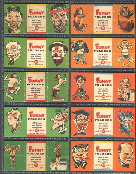 1955 Topps Funny Foldees Near Set of (50/66) Cards