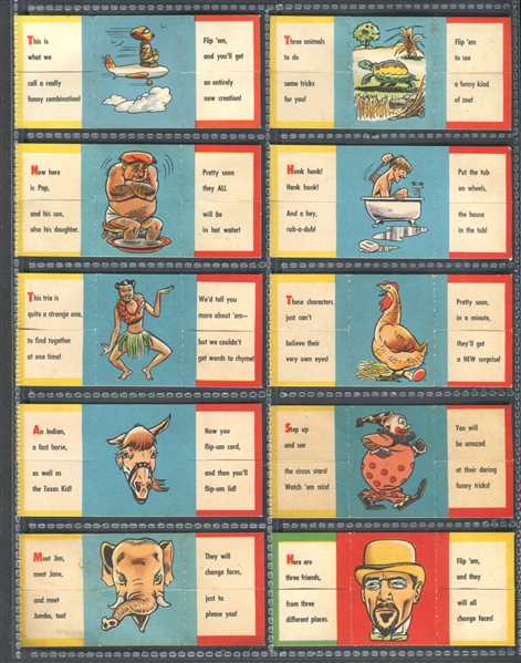 1955 Topps Funny Foldees Near Set of (50/66) Cards