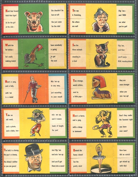 1955 Topps Funny Foldees Near Set of (50/66) Cards