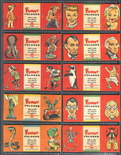 1955 Topps Funny Foldees Near Set of (50/66) Cards