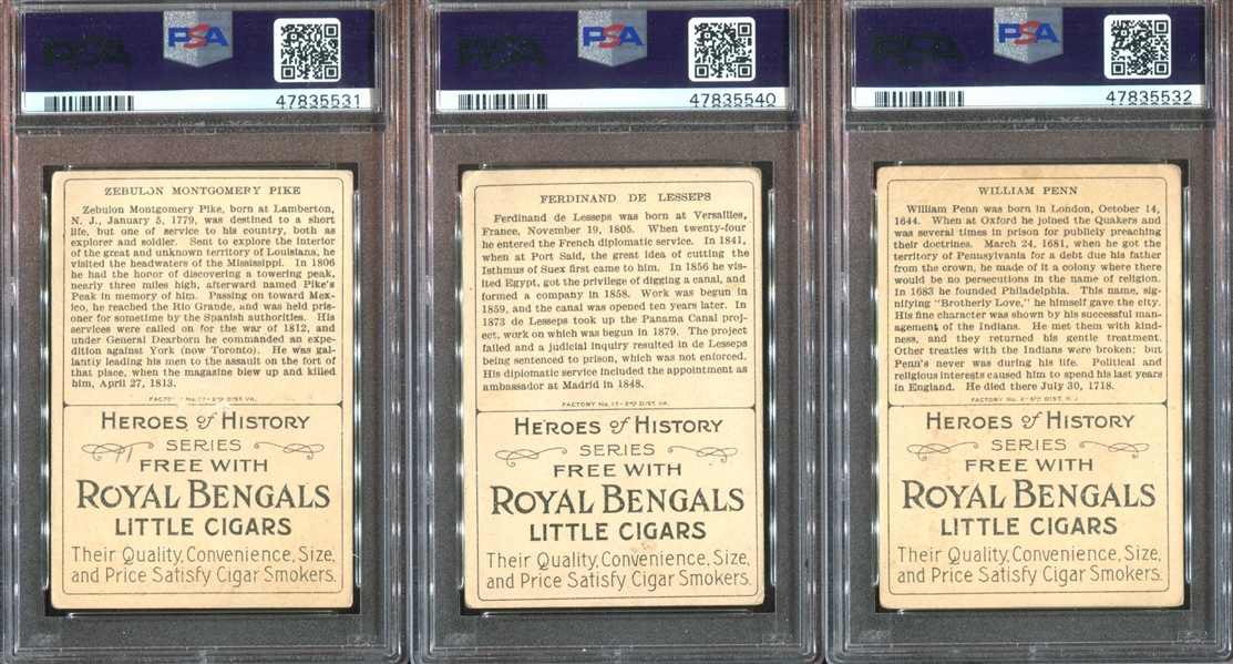 T68 Royal Bengals Heroes of History Lot of (29) PSA-Graded Cards