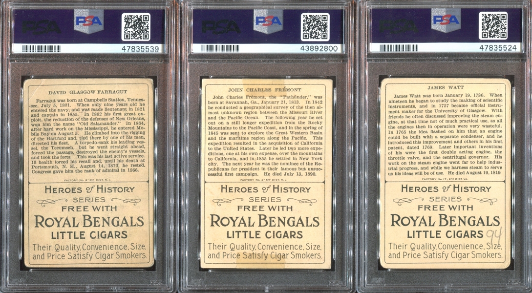 T68 Royal Bengals Heroes of History Lot of (29) PSA-Graded Cards