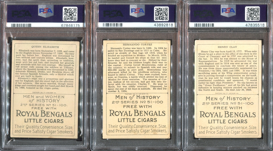 T68 Royal Bengals Men of History Lot of (29) PSA-Graded Cards