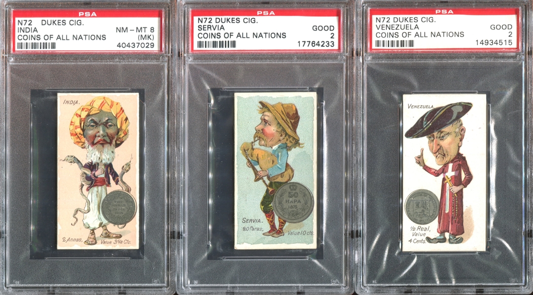 N72 Duke Cigarettes Coins Lot of (8) PSA-Graded Cards