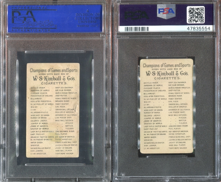 N184 Kimball Champions of Game and Sports Lot of (2) PSA-Graded Cards