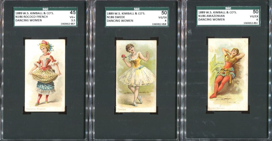 N186 Kimball Dancing Women Lot of (5) SGC-Graded Cards