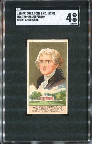 N76 Duke Cigarettes Great Americans Thomas Jefferson SGC4 VG-EX