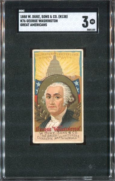 N76 Duke Cigarettes Great Americans George Washington SGC3 VG