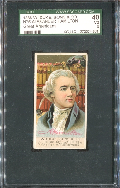 N76 Duke Cigarettes Great Americans Alexander Hamilton SGC40 VG 3