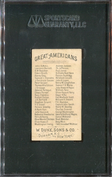 N76 Duke Cigarettes Great Americans P.H. Andrew Jackson SGC60 EX 5