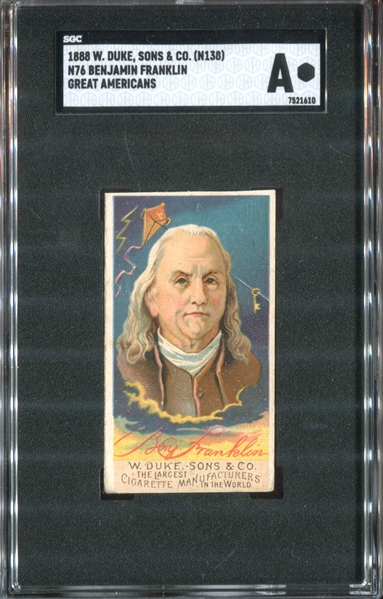 N76 Duke Cigarettes Great Americans Benjamin Franklin SGCA Authentic