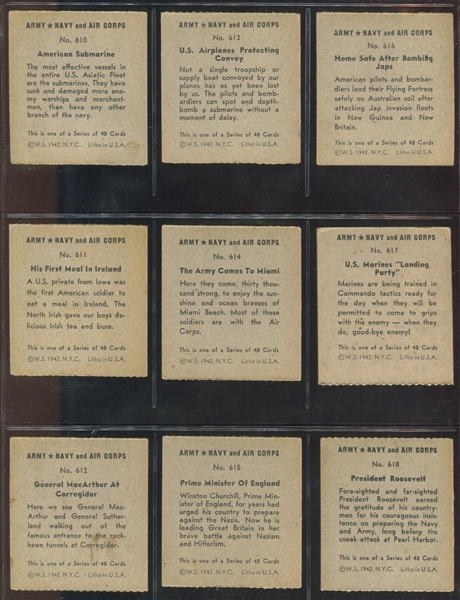 R18 W.S.N.Y. Army, Navy Air Force Complete Set of (48) Cards