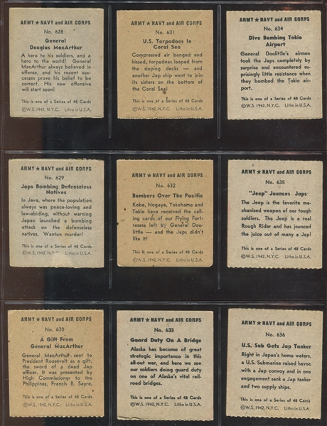 R18 W.S.N.Y. Army, Navy Air Force Complete Set of (48) Cards