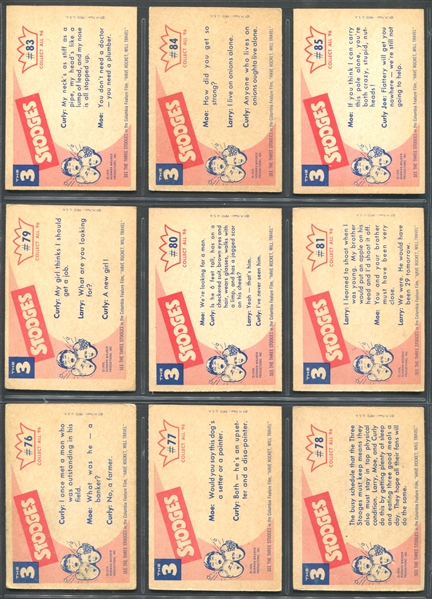 1959 Fleer Three Stooges Near Complete Set of (90/96) Cards