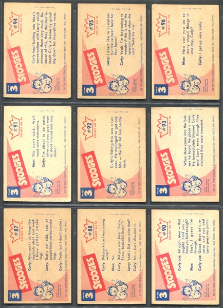 1959 Fleer Three Stooges Near Complete Set of (90/96) Cards