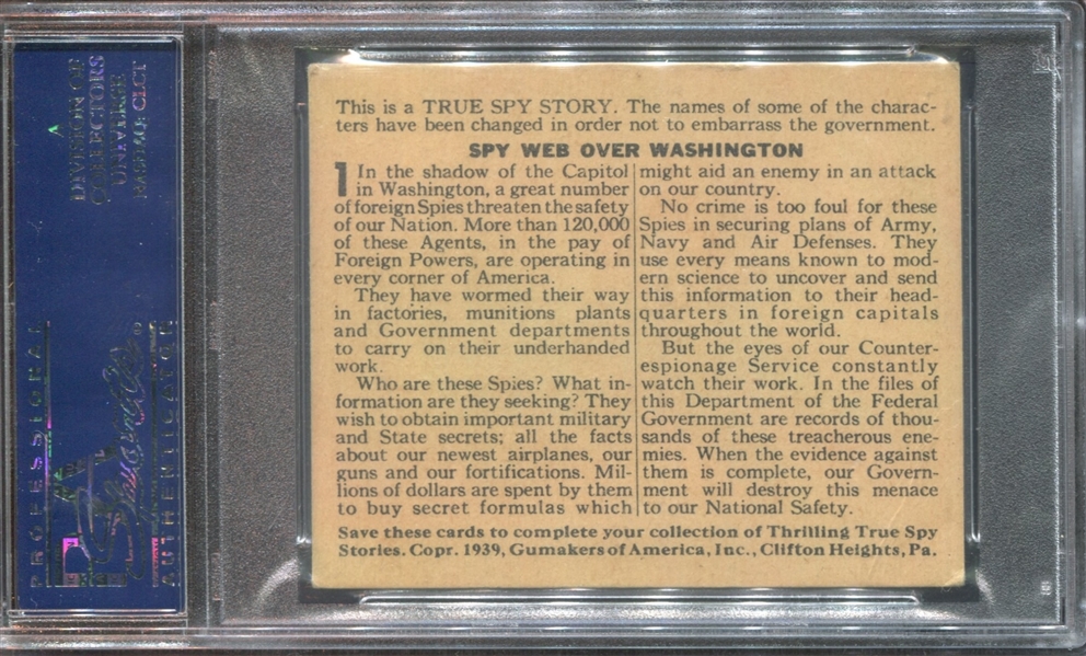 R156 Gumakers True Spy Stories #1 Spy Web Over Washington PSA4 VG-EX