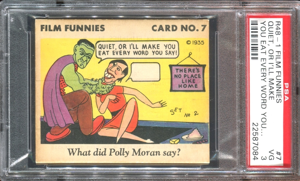 R48-1 Gum Inc Film Funnies #7 Quiet Or I'll Make You Eat... PSA3 VG