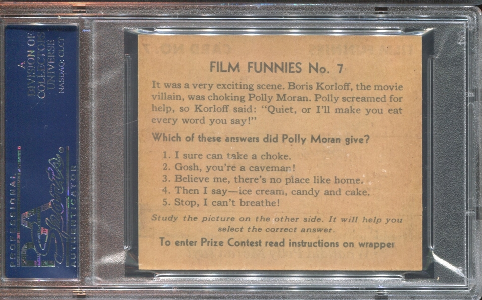 R48-1 Gum Inc Film Funnies #7 Quiet Or I'll Make You Eat... PSA3 VG