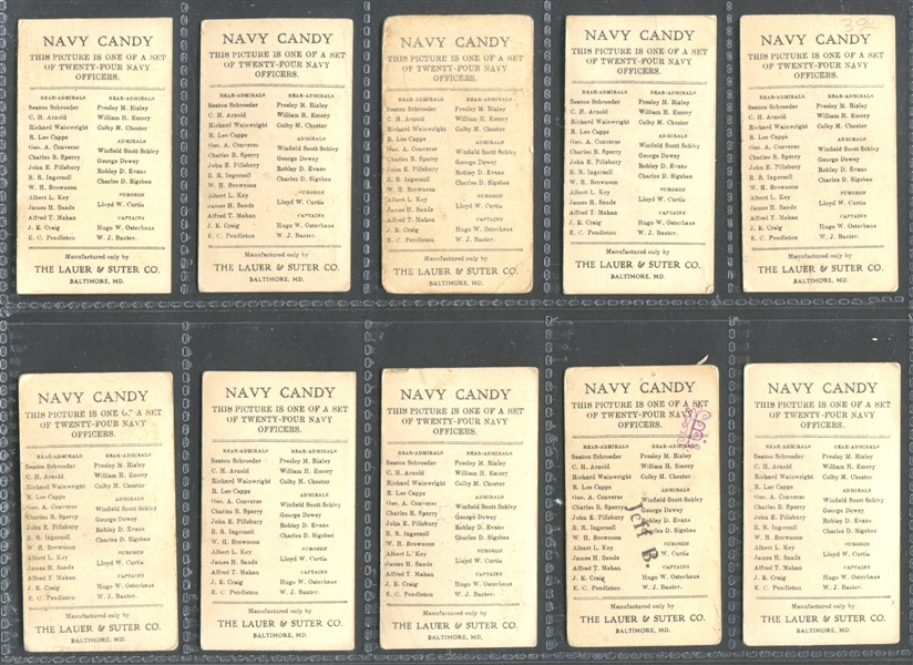 E2 Lauer & Suter Navy Officers Complete Set of (24) With (2) Jefferson Burdick Backs