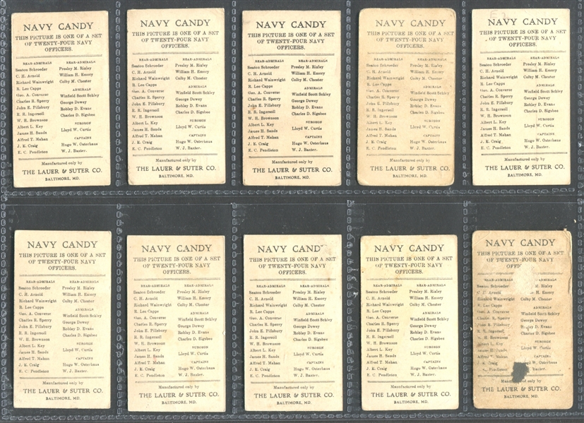 E2 Lauer & Suter Navy Officers Complete Set of (24) With (2) Jefferson Burdick Backs