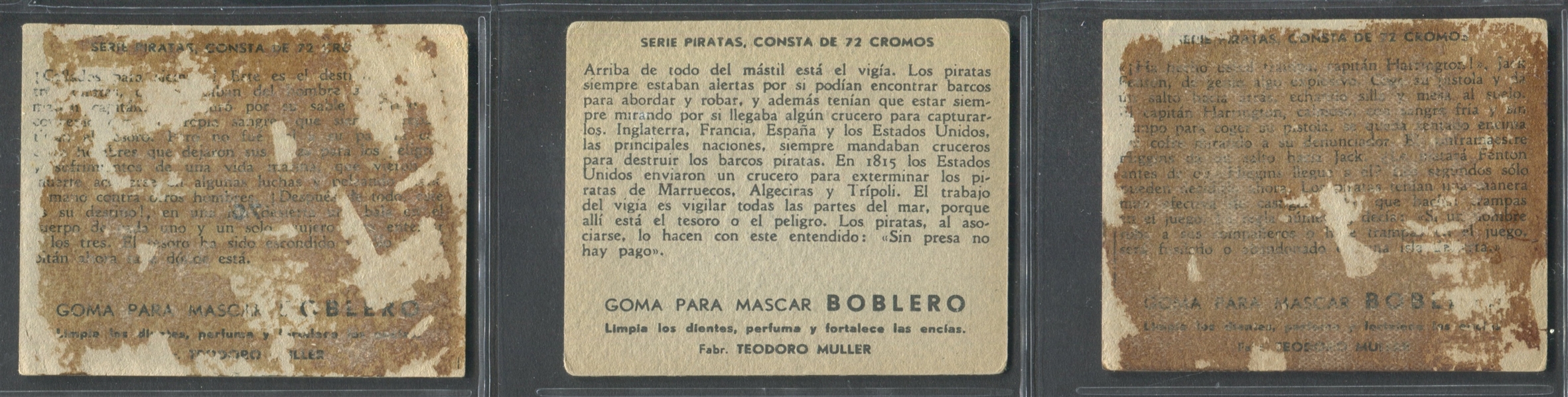 R109 Spanish Boblero Gum Pirates Near Set of (48/72)