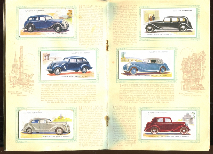 1937 John Player (UK) An album of Motor Cars (2nd Series) Complete Set of (50) In Album