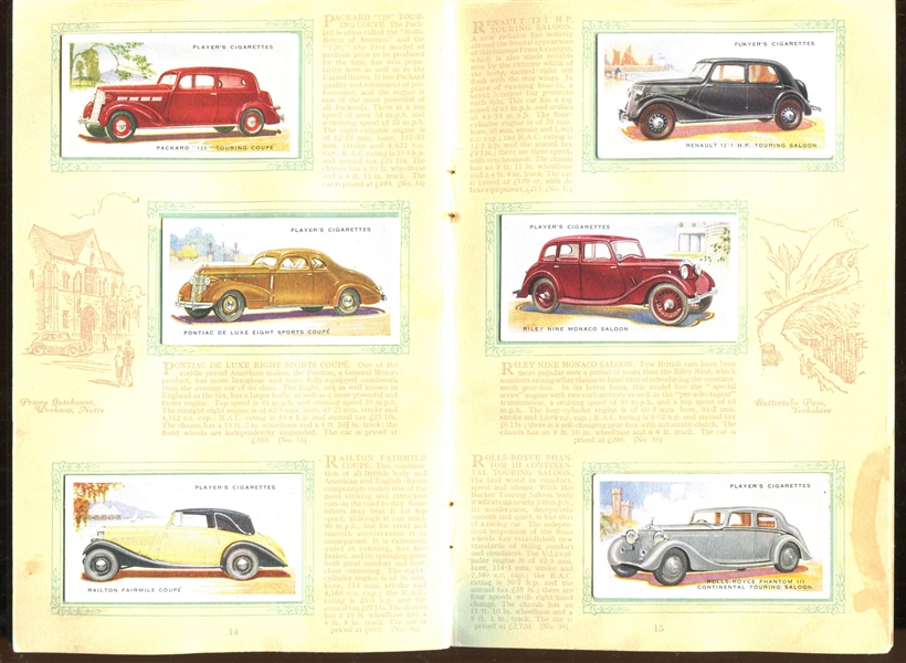 1937 John Player (UK) An album of Motor Cars (2nd Series) Complete Set of (50) In Album