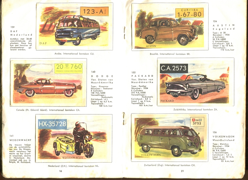 1954 Hus Biscuits (Netherlands) What Country is that Car From - Part 2 Complete set of (96) in Album