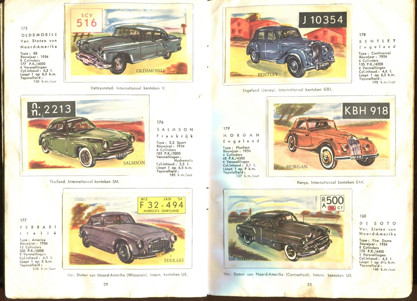 1954 Hus Biscuits (Netherlands) What Country is that Car From - Part 2 Complete set of (96) in Album